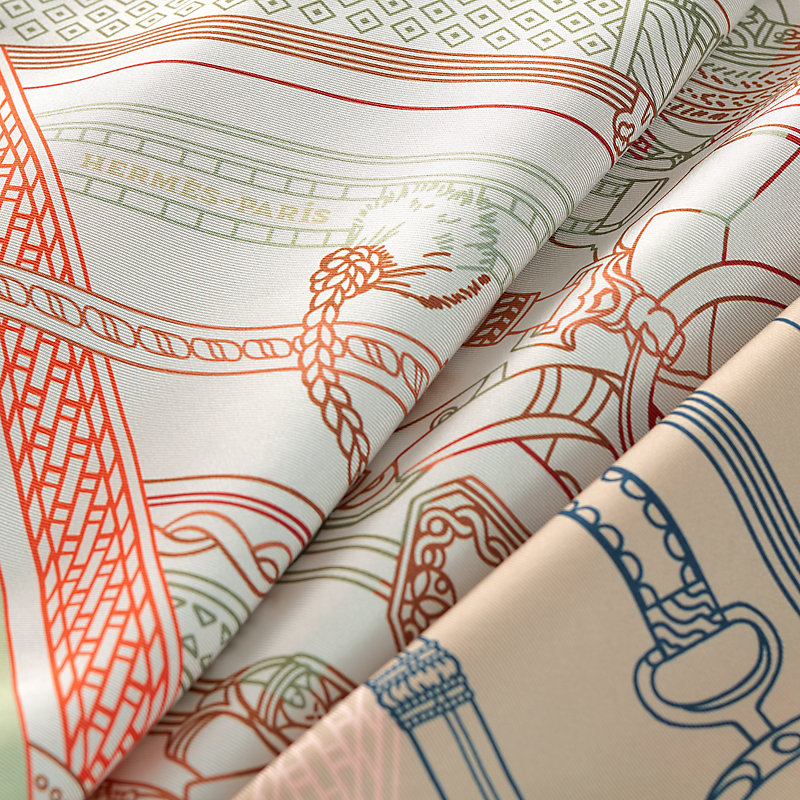 Concours d'Etriers Remix double face scarf 70 - Orange | Hermès USA